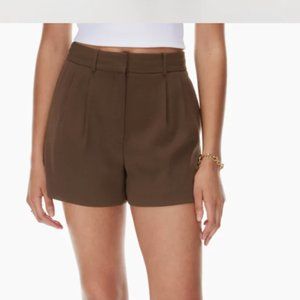 WILFRED ARITZIA Brown Pleated Mini Shorts